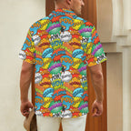 Comic Book 2 Men's Short Sleeve Hawaiian Shirt Men's Hawaiian Shirt (New) comic Printed Offshore
