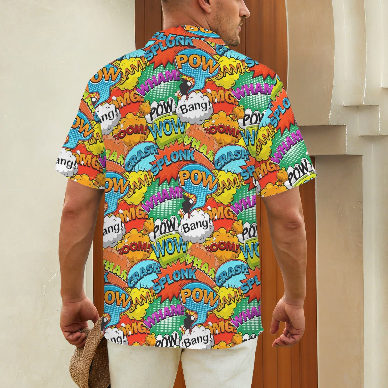 Comic Book 2 Men's Short Sleeve Hawaiian Shirt Men's Hawaiian Shirt (New) comic Printed Offshore