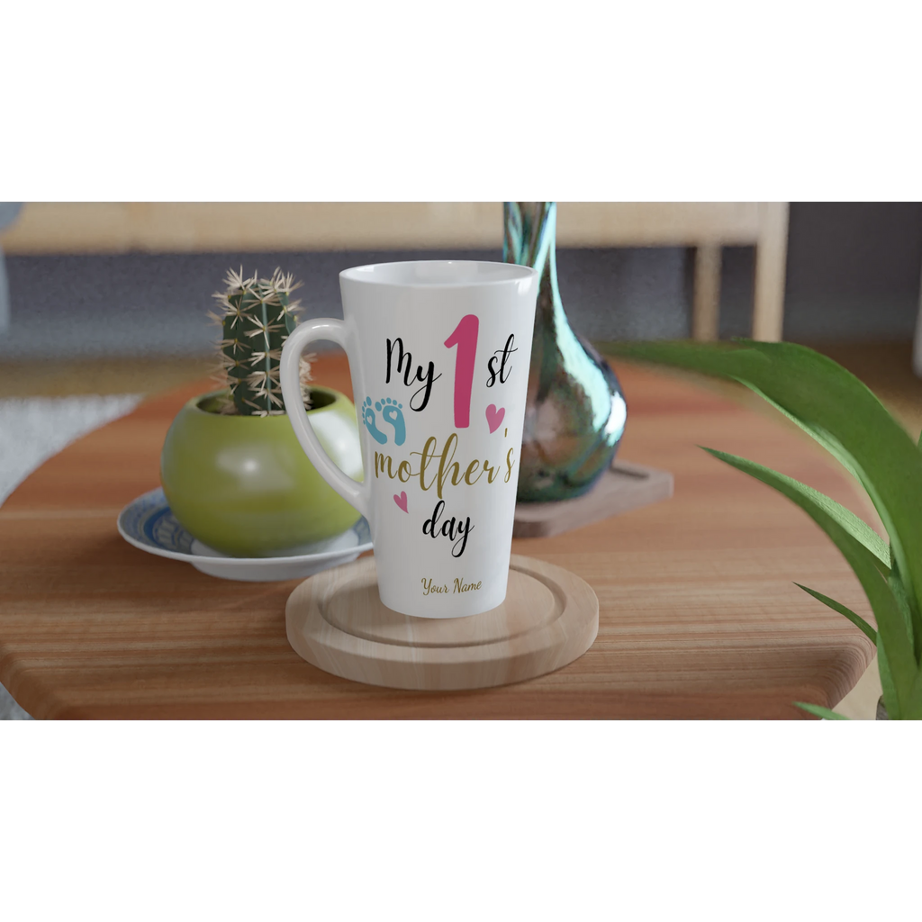 Personalised - My First Mother's Day - White Latte 17oz Ceramic Mug Personalised Latte Mug customise Globally Fulfilled Mum personalise