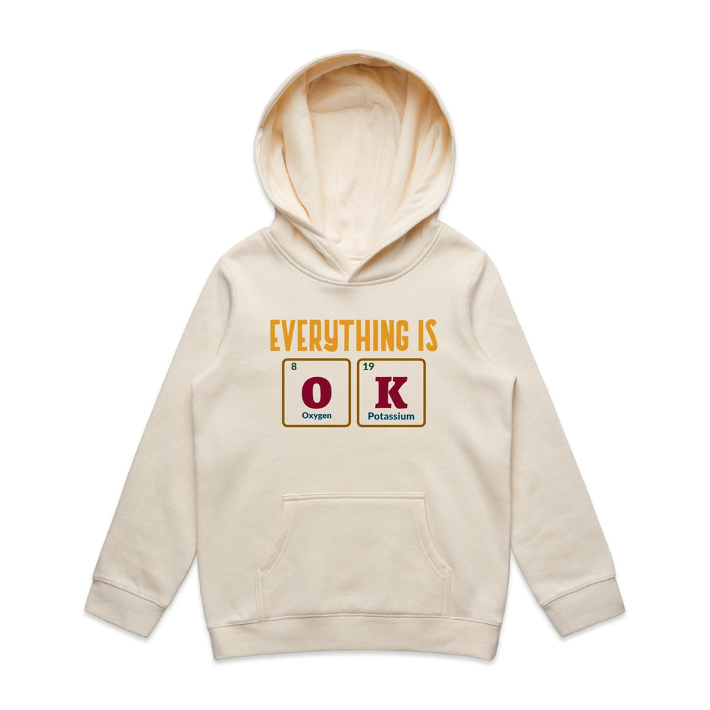 Everything Is OK, Periodic Table - Kids Hoodie Ecru Kids Hoodie Printed In Australia