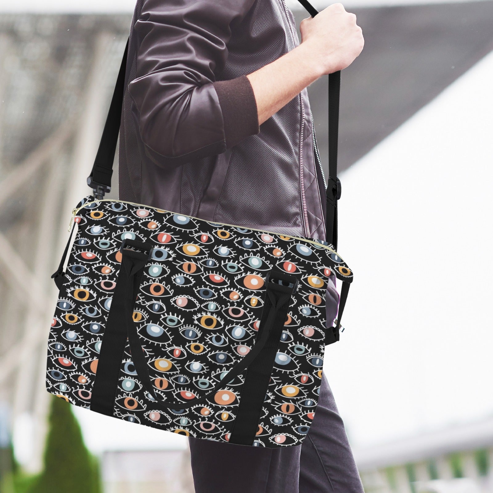 Eyes On Black Duffle Bag-Simple (Model 1715) Duffle Bag-Simple (1715)