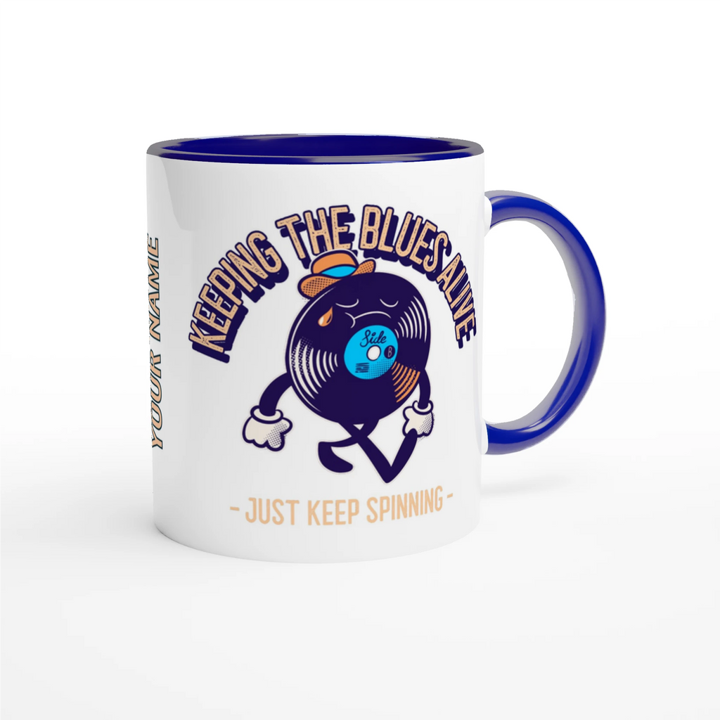 Personalise - Keeping The Blues Alive - White 11oz Ceramic Mug Personalised Mug customise Globally Fulfilled Music personalise