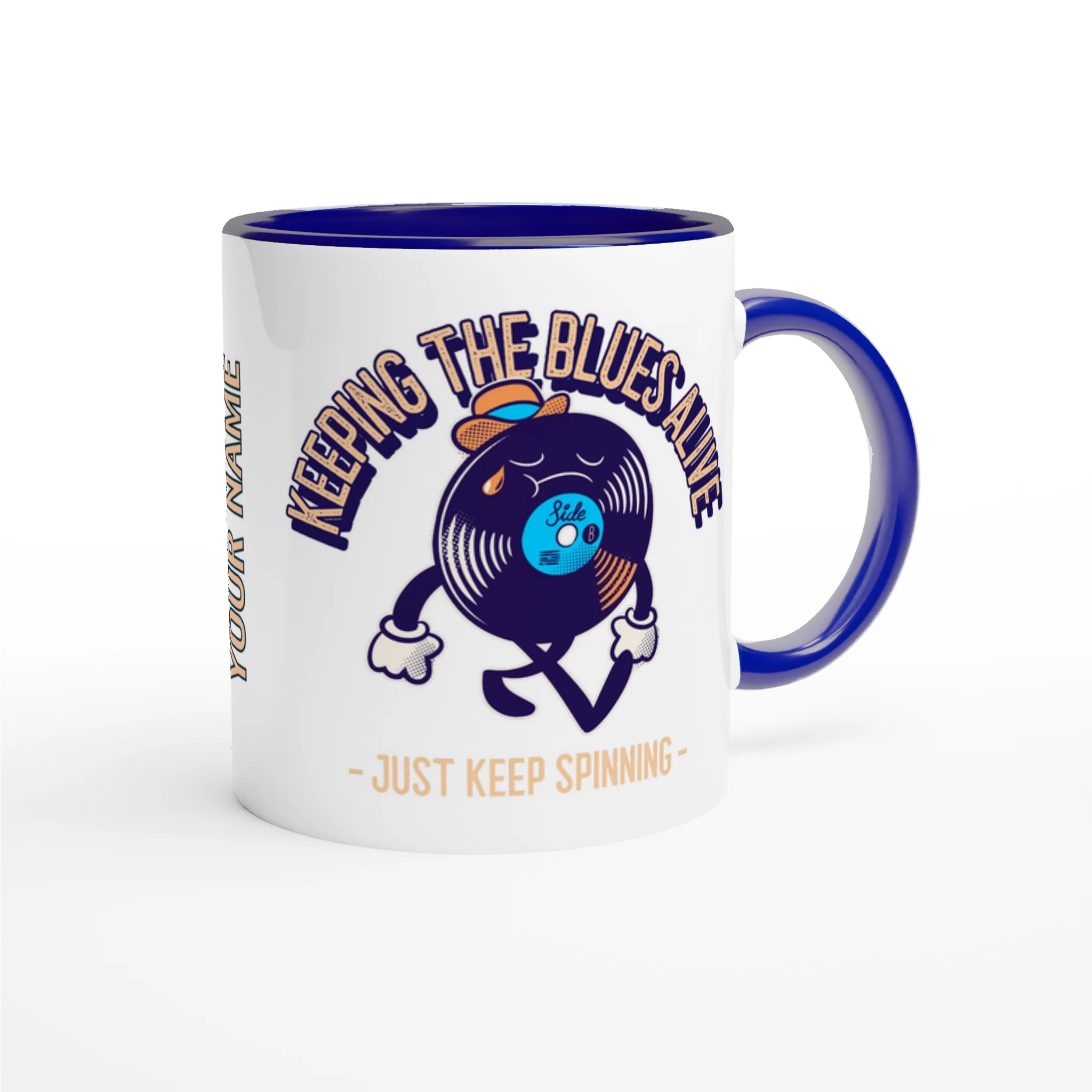 Personalise - Keeping The Blues Alive - White 11oz Ceramic Mug Personalised Mug customise Globally Fulfilled Music personalise