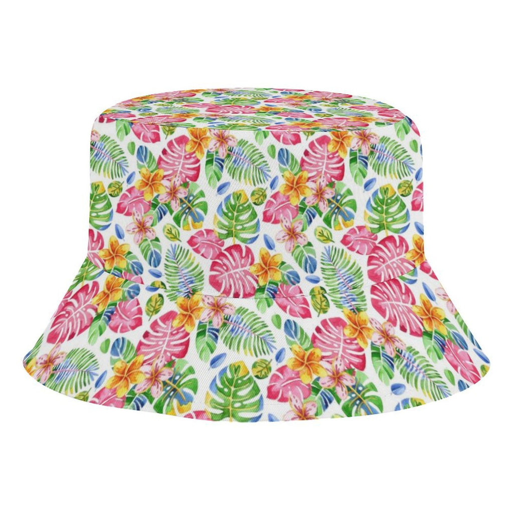 Bright Painted Tropical Kids Bucket Hat black Kids Bucket Hat Plants Printed Offshore