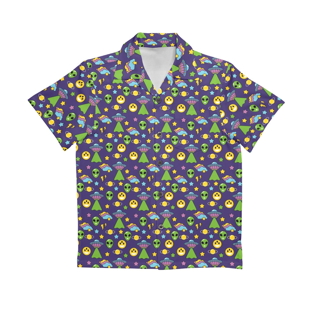 Groovy Alien And UFO Senior Kids Hawaiian Shirt