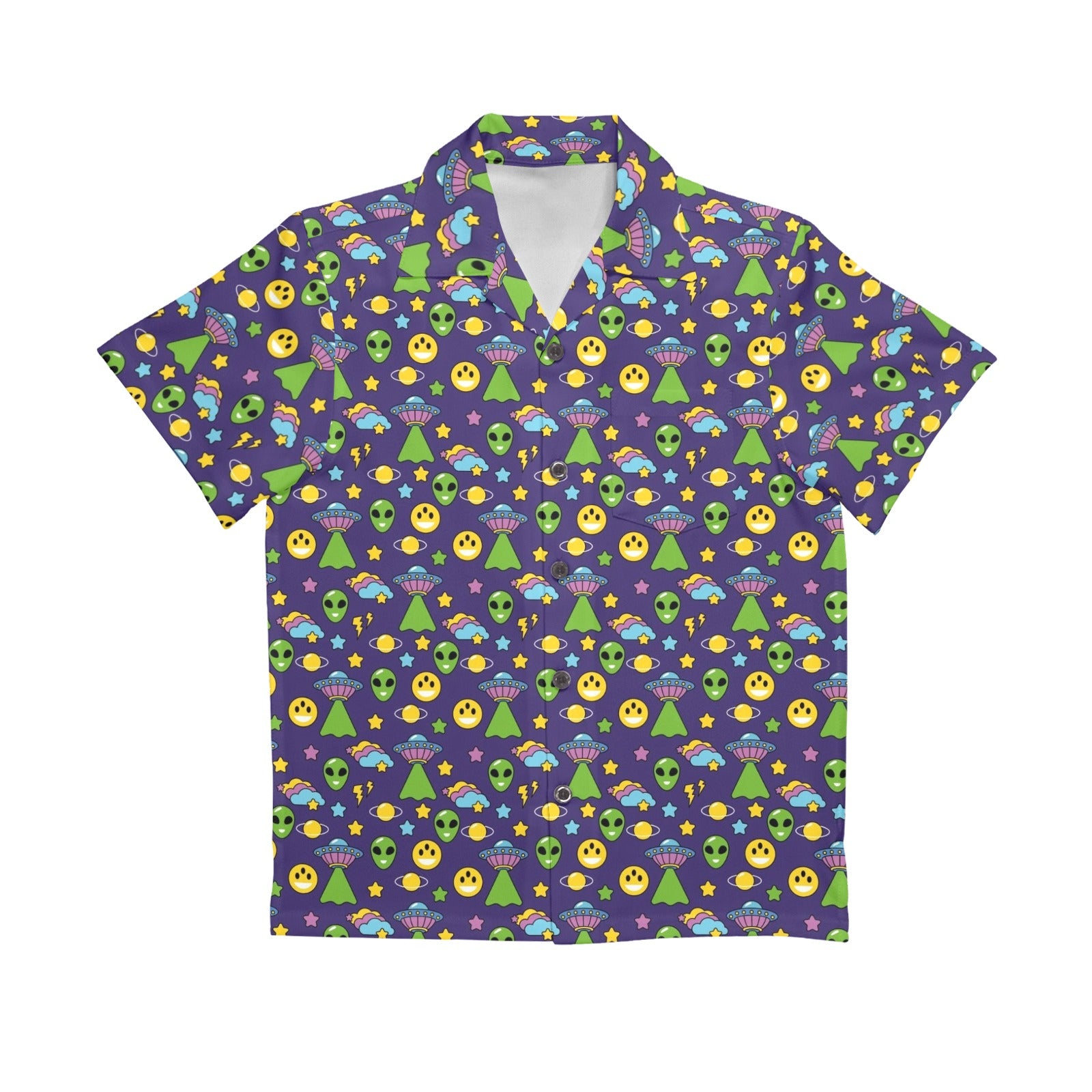 Groovy Alien And UFO Senior Kids Hawaiian Shirt