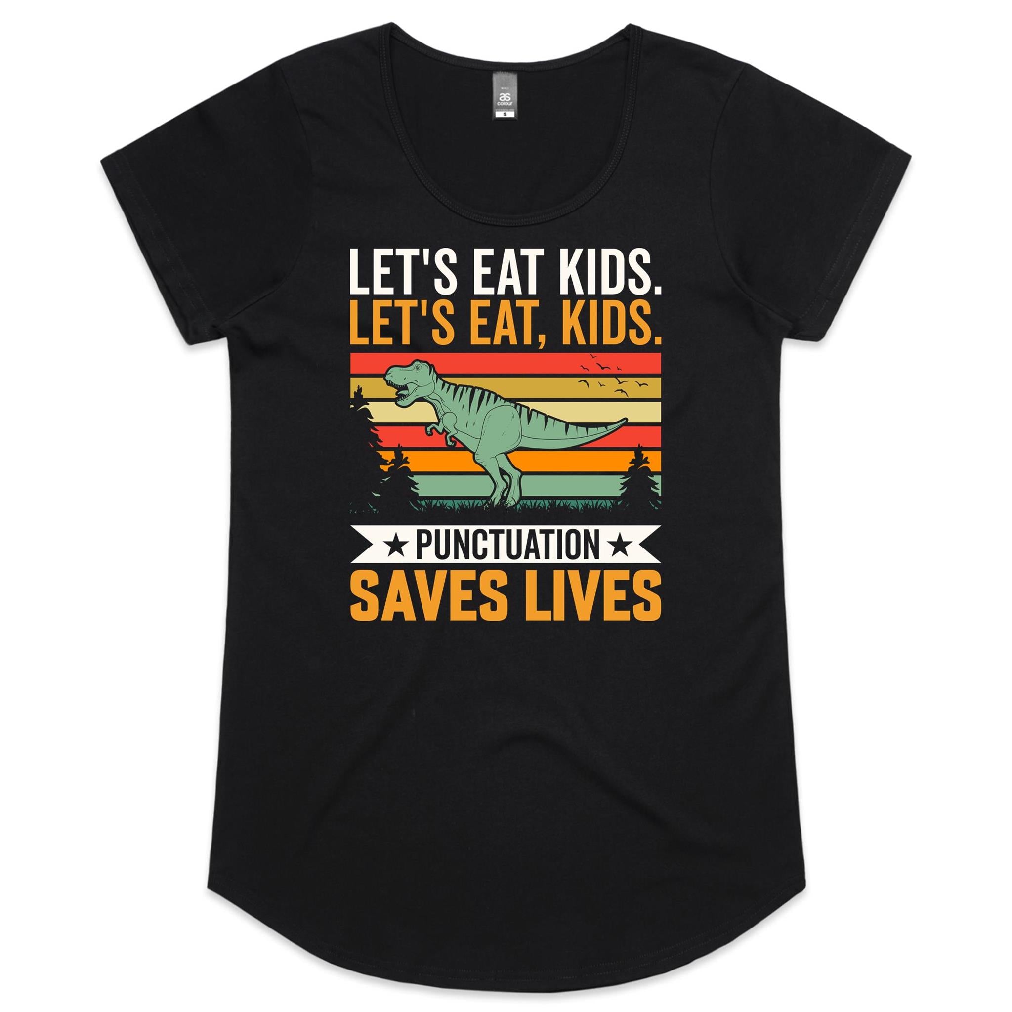 Punctuation Saves Lives, Dinosaur Women's AS Colour Scoop Neck T-Shirt