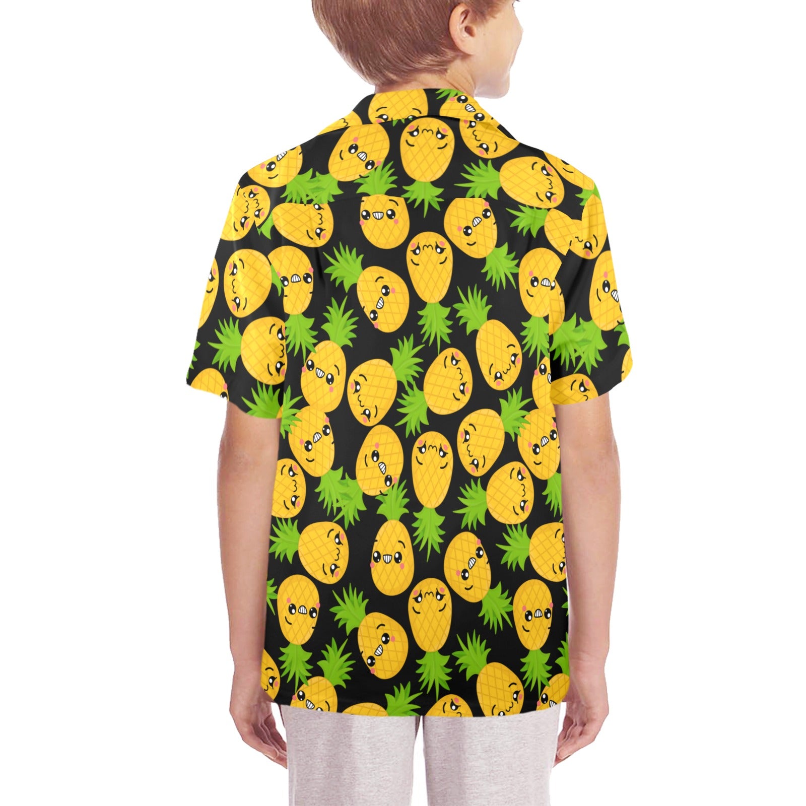 Cool Pineapples Senior Kids Hawaiian Shirt Senior Kids Hawaiian Shirt 8-15 Food Printed Offshore