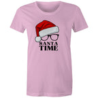 Santa Time - Womens T-shirt Pink Womens Christmas T-shirt Christmas Printed In Australia