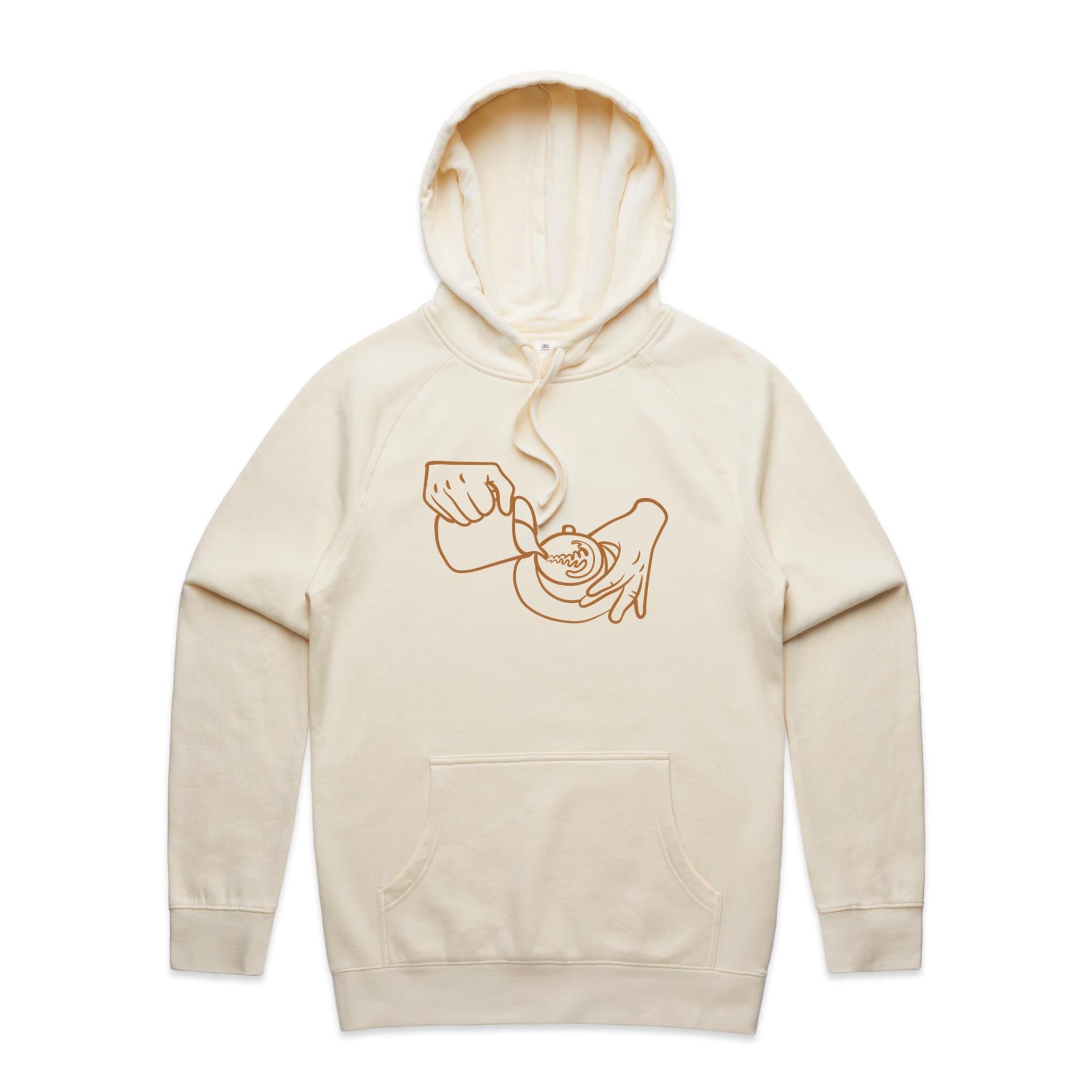 Barista - Mens Hoodie Ecru Mens Hoodie Coffee Printed In Australia