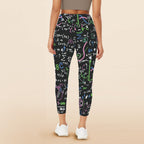 Equations In Green And Pink - Women's High Waist Pockets Yoga Leggings