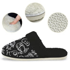 Monsters In Black And White Women's Fur Trim Thick-Sole Indoor Slippers Women's Fur Trimmed Slippers Printed Offshore Sci Fi