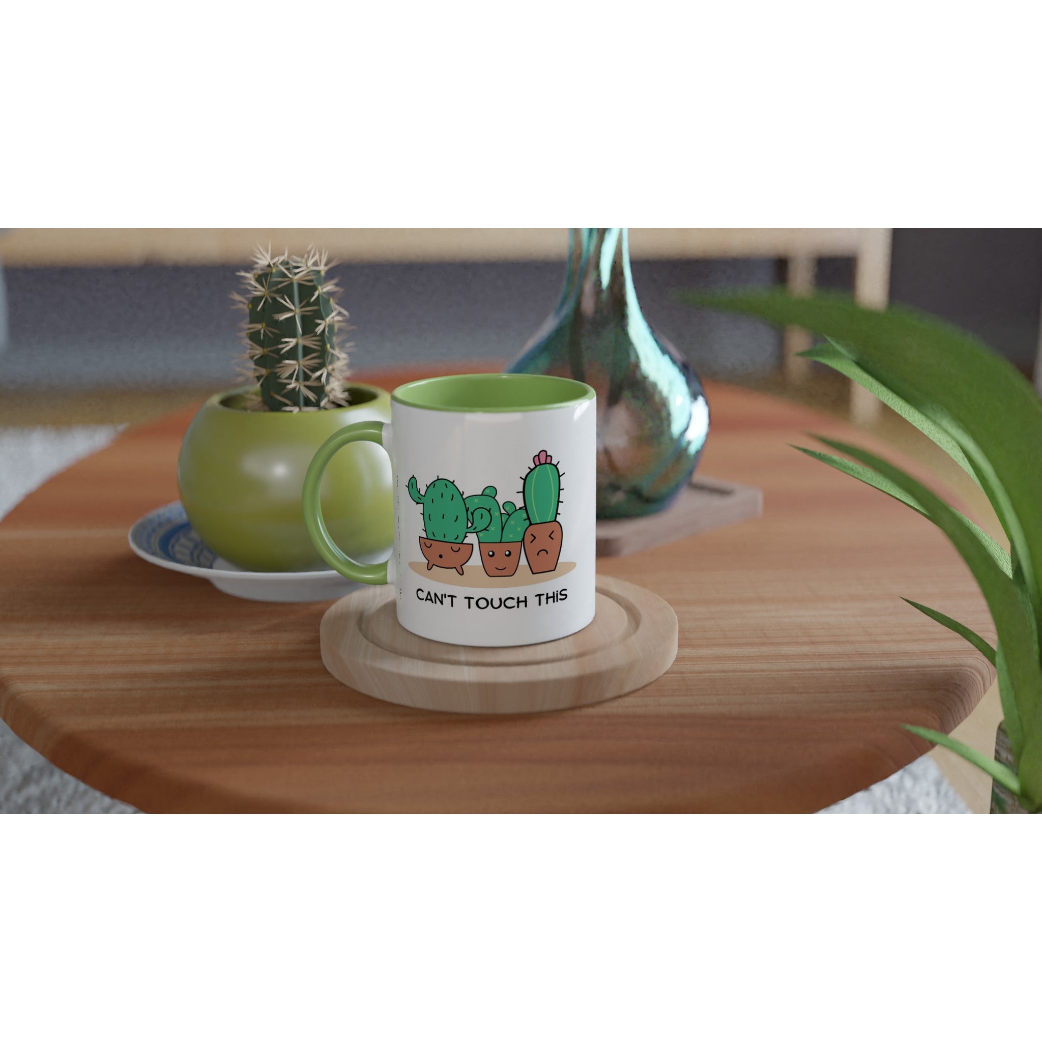 Cactus, Can't Touch This - White 11oz Ceramic Mug with Colour Inside Colour 11oz Mug funny Globally Fulfilled Plants