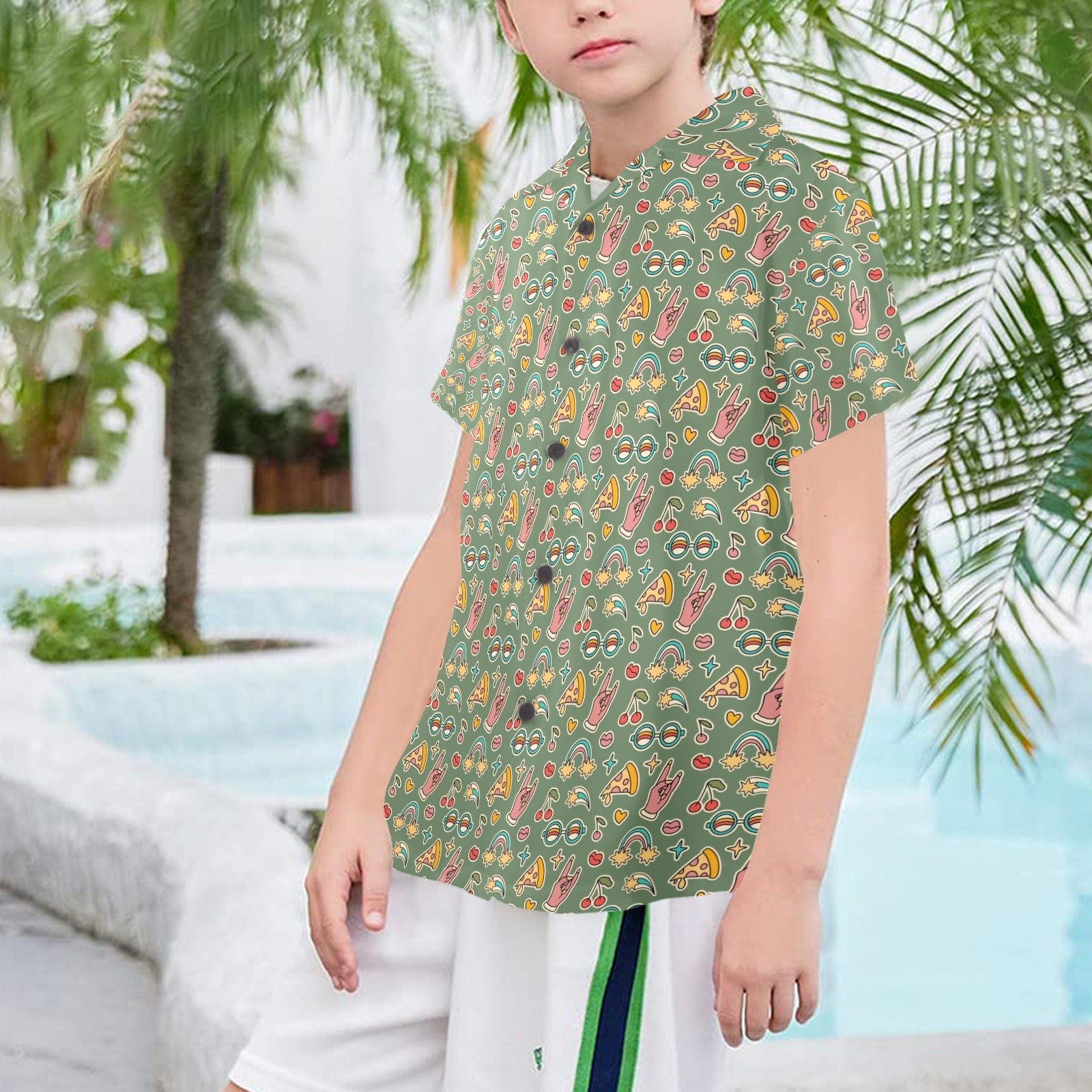 Groovy Retro Senior Kids Hawaiian Shirt