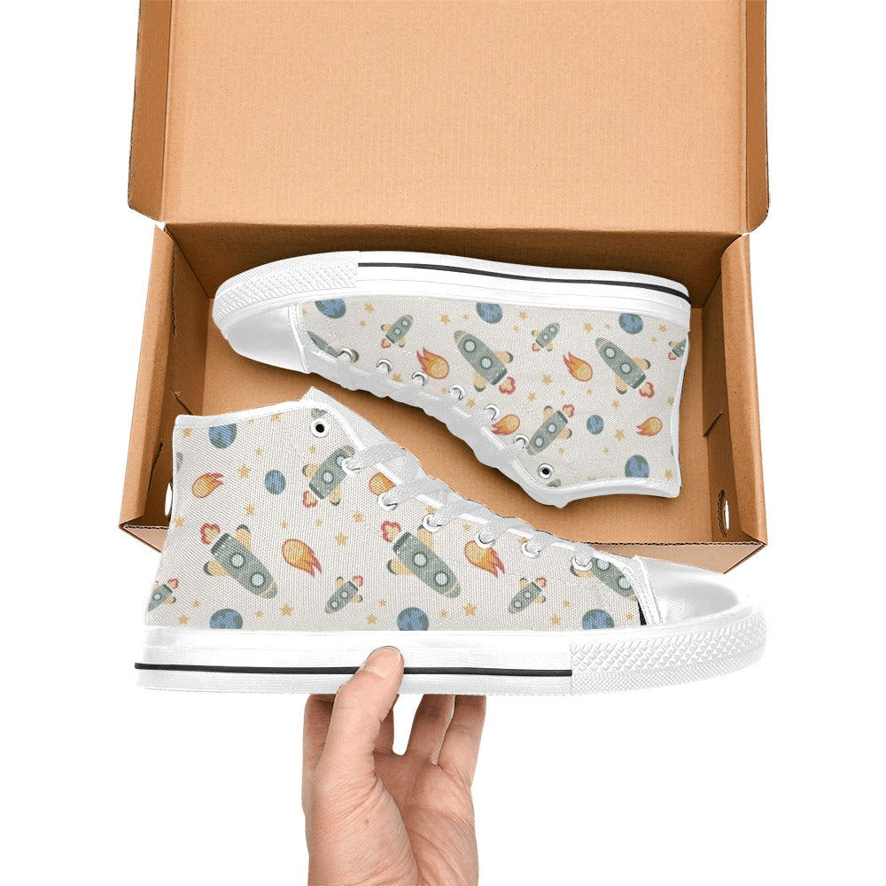 Rockets Men's High Top Canvas Shoes Men's Classic High Top Canvas Shoes Printed Offshore Space