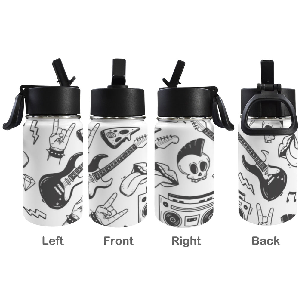 Rock Music 12oz Kids Water Bottle with Straw Lid