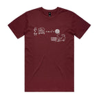 Cat String Theory Physics Men's AS Colour T-shirt Burgundy Mens T-shirt animal Printed In Australia Science