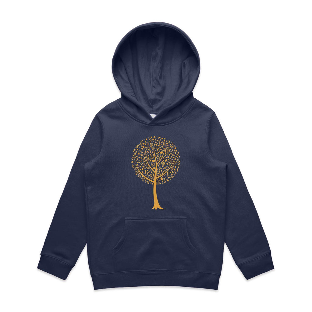 Music Tree - Kids Hoodie Midnight Blue Kids Hoodie Printed In Australia