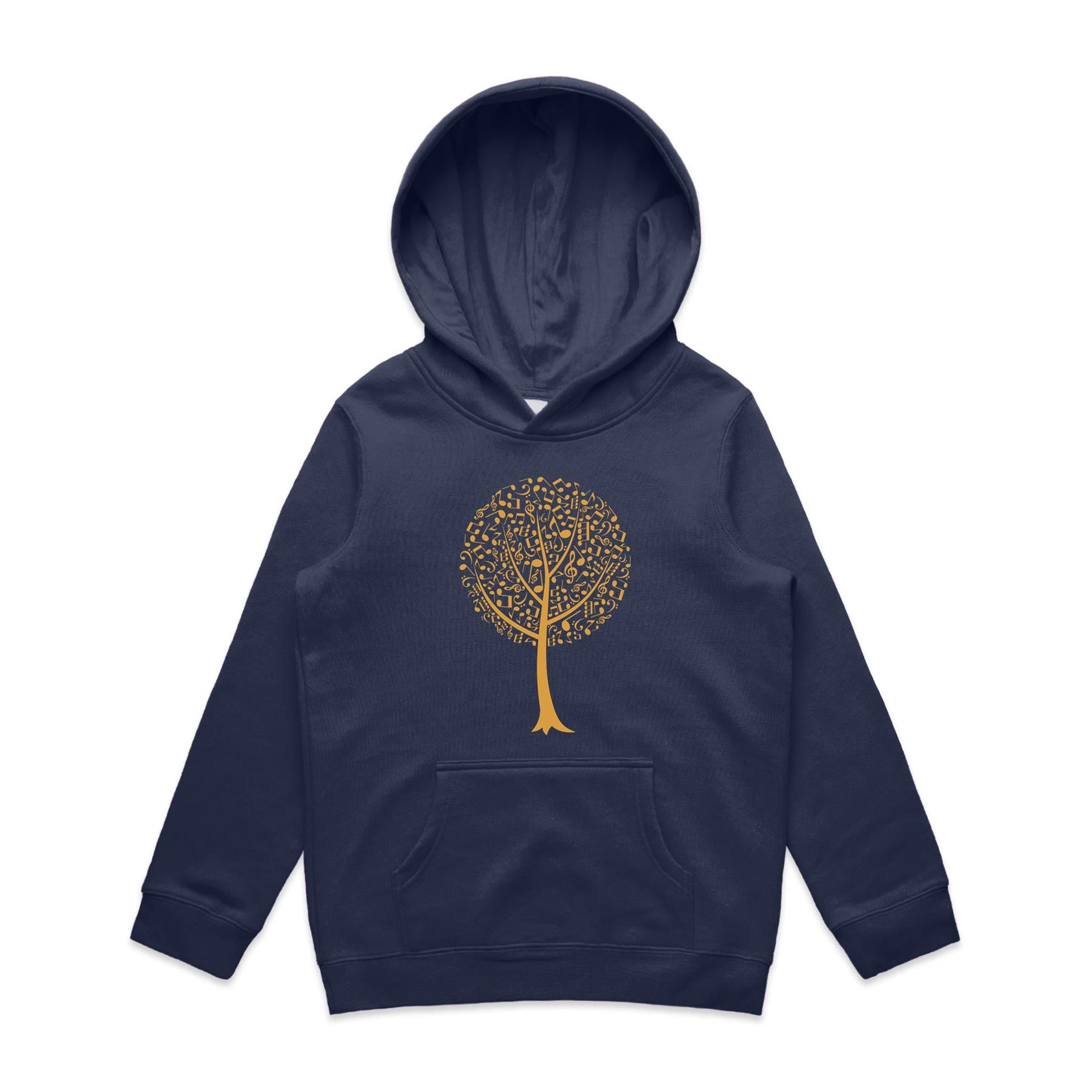Music Tree - Kids Hoodie Midnight Blue Kids Hoodie Printed In Australia