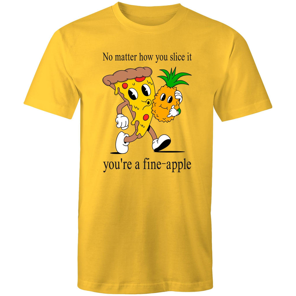 Pineapple Pizza - Mens T-Shirt Yellow Mens T-shirt Food Printed In Australia