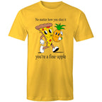 Pineapple Pizza - Mens T-Shirt Yellow Mens T-shirt Food Printed In Australia