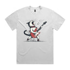 Cat Playing Guitar AS Colour Heavy Faded Tee Unisex Faded White Heavy Faded T-shirt animal Music Printed In Australia