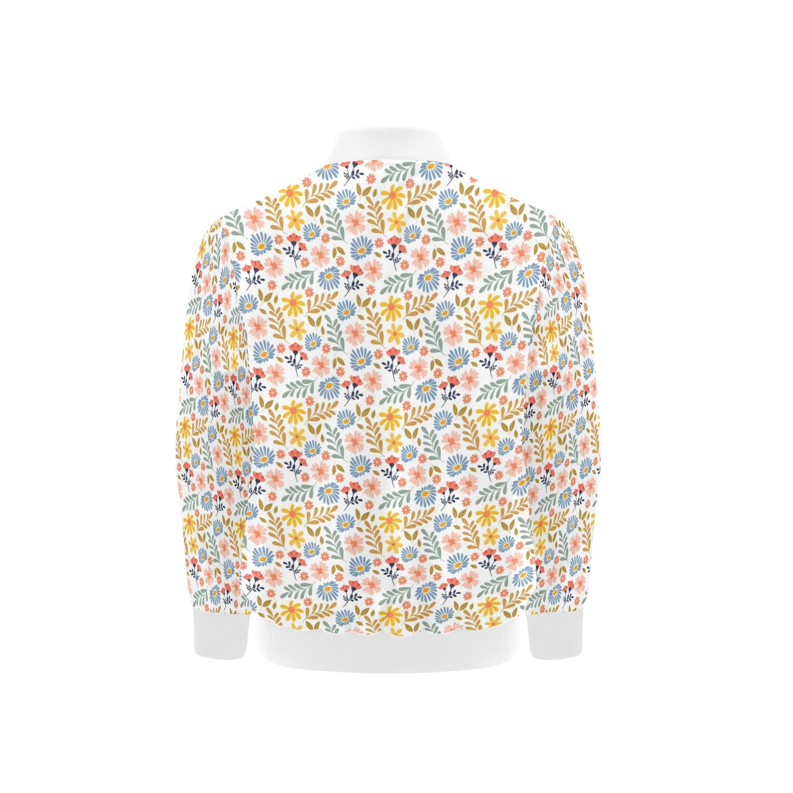 Boho Flowers And Leaves Kids Bomber Jacket Kids Bomber Jacket Plants Printed Offshore