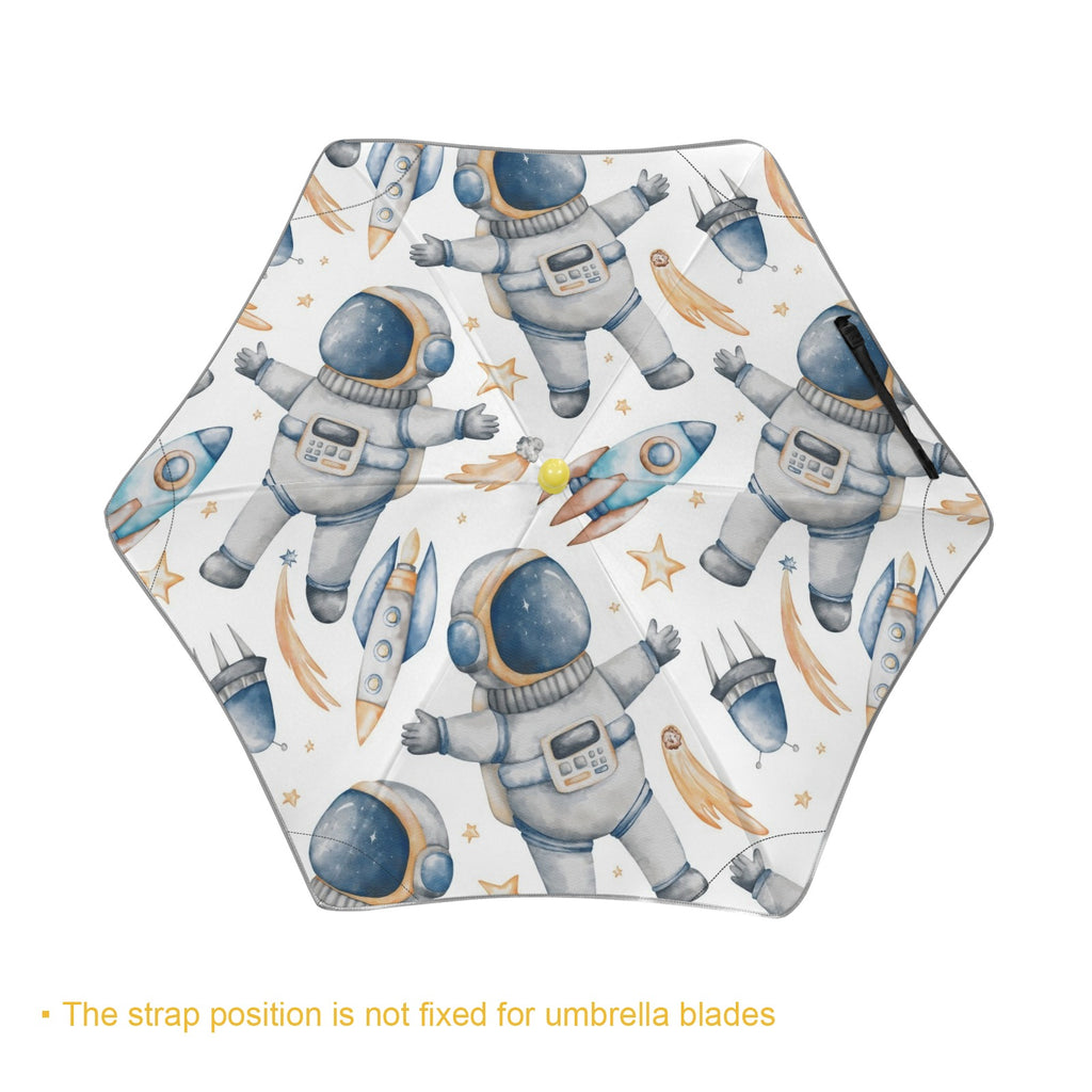 Astronauts And Rocket Ships Kids Safe Round Corner Umbrella