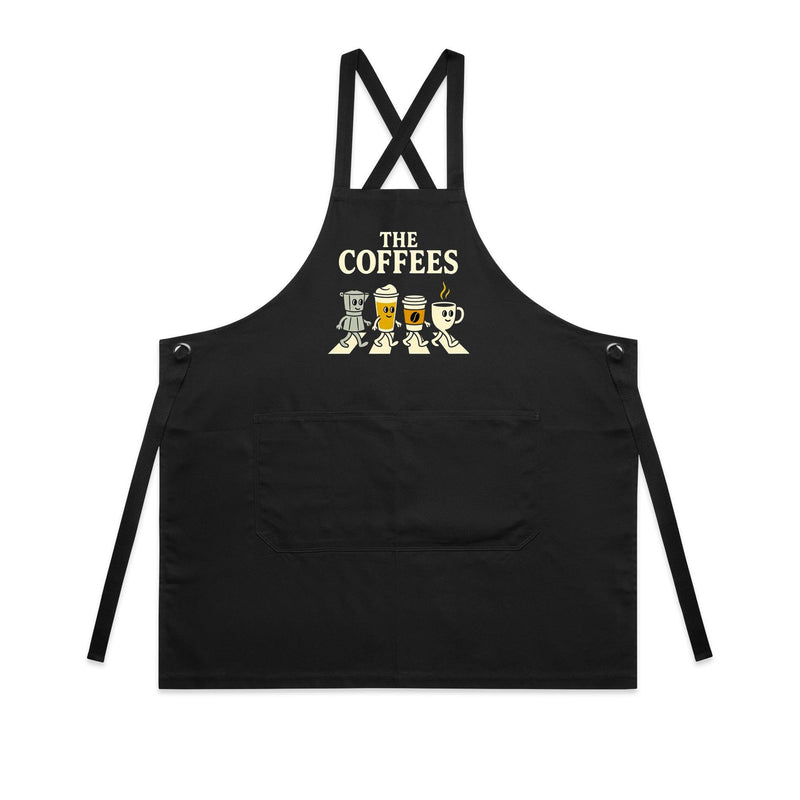 The Coffees, Crossing Road - AS Colour Carrie Apron Black One Size Apron Coffee Music Printed In Australia