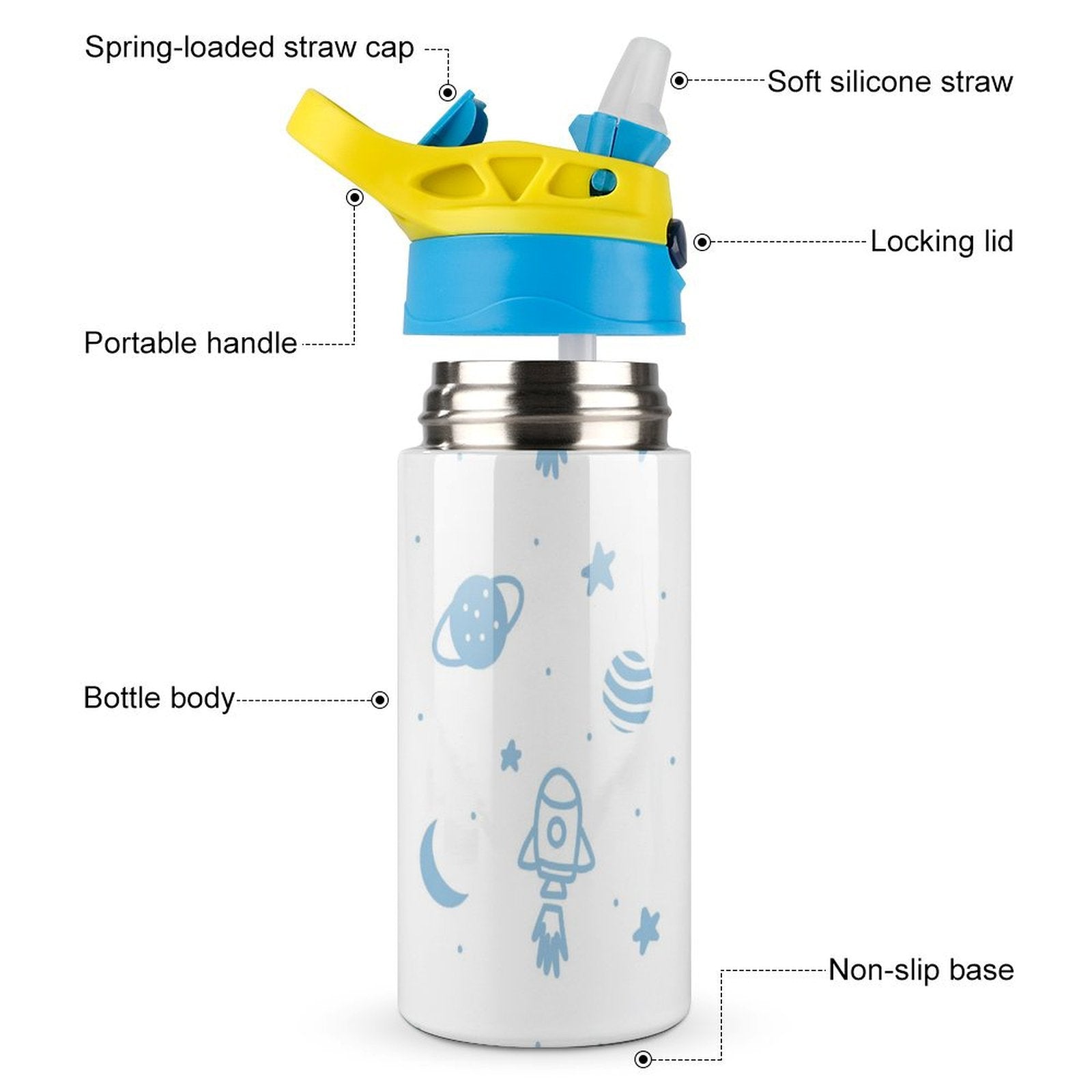 Blue Space - Little Kids Water Bottle Little Kids Water Bottle Printed Offshore Space