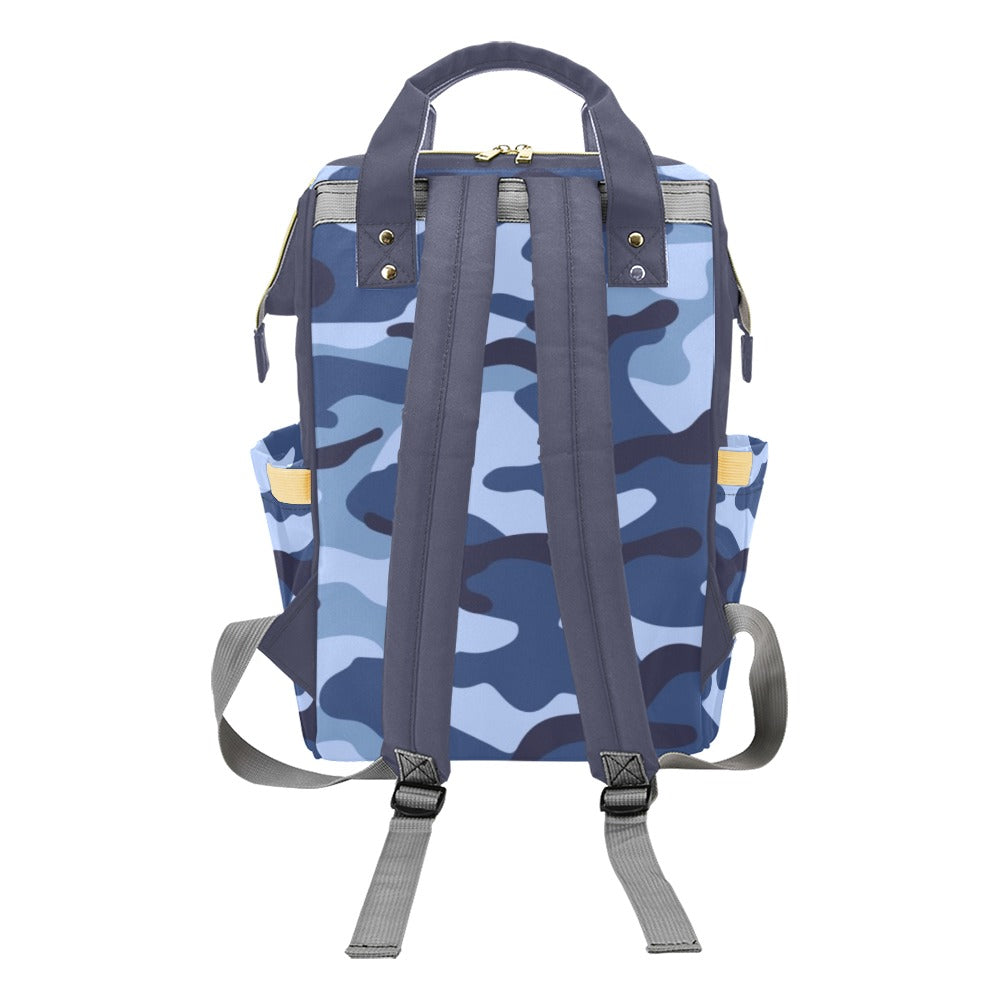Blue Camouflage - Multi-Function Backpack, Nappy / Diaper Bag