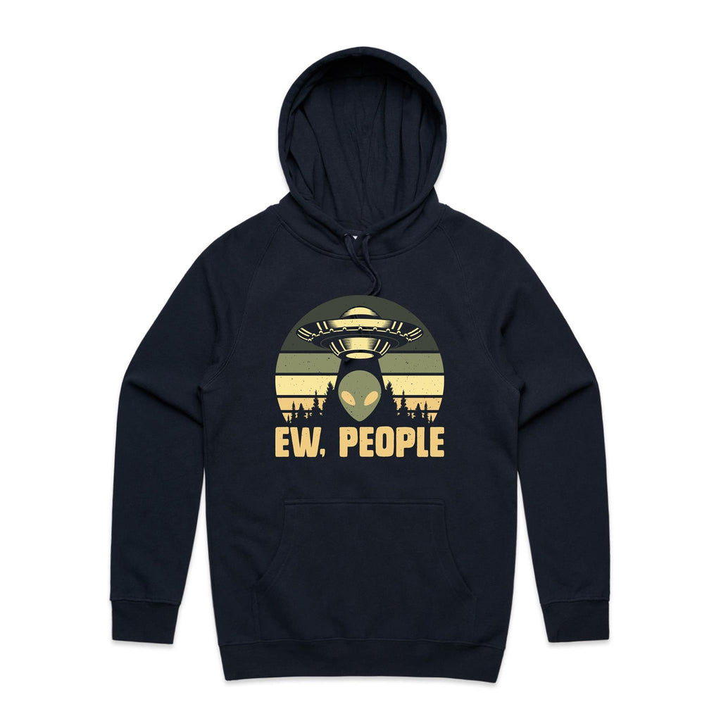 Alien, Ew People - Mens Hoodie Navy Mens Hoodie Printed In Australia Sci Fi