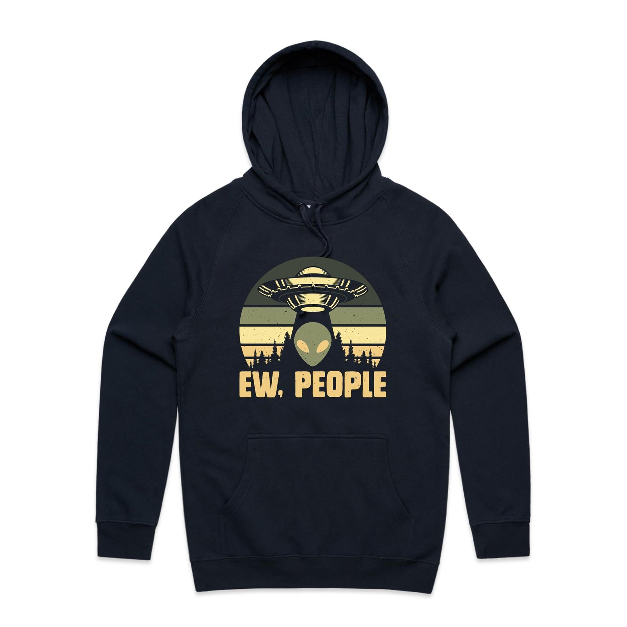 Alien, Ew People - Mens Hoodie Navy Mens Hoodie Printed In Australia Sci Fi