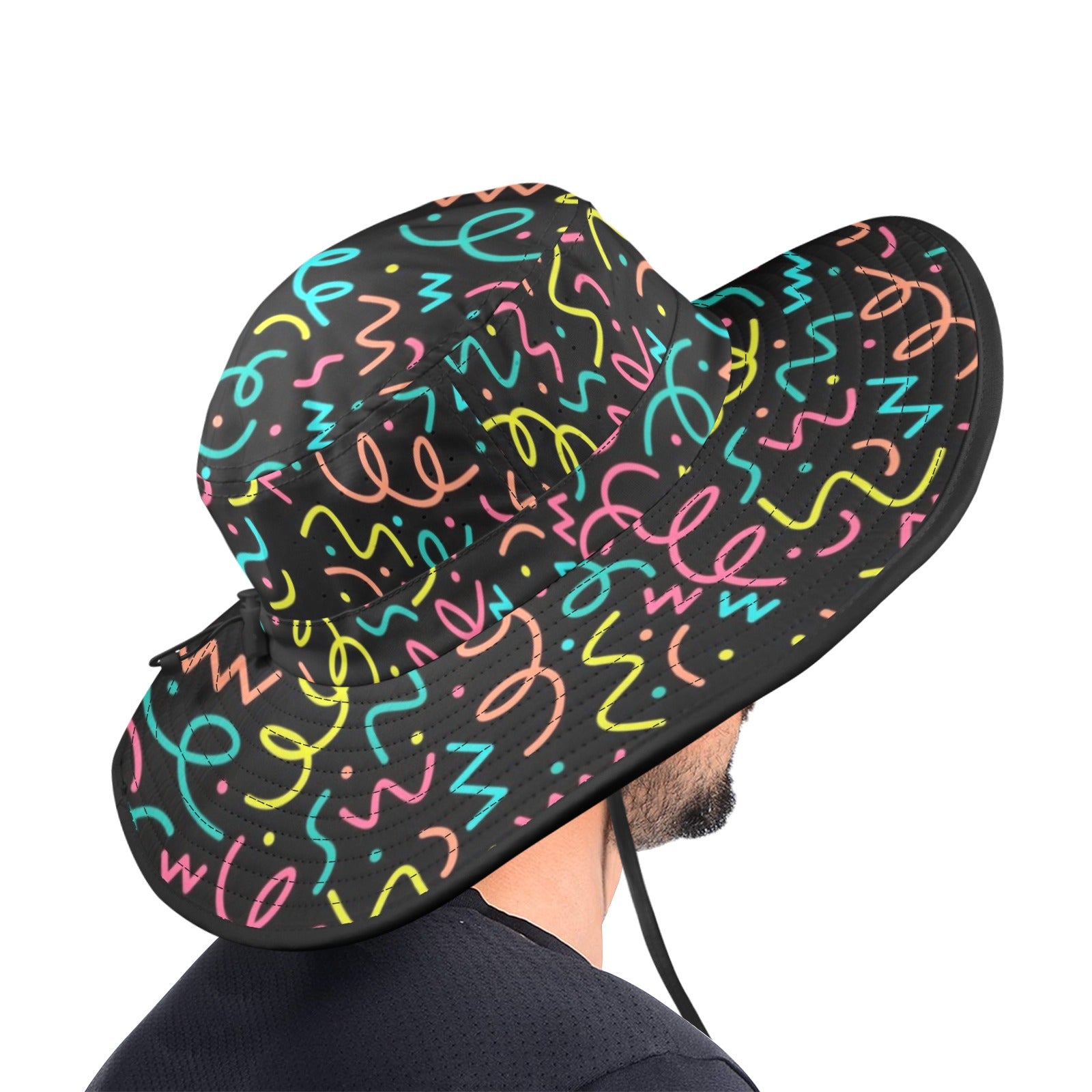 Squiggle Time Wide Brim Bucket Hat Wide Brim Bucket Hat Printed Offshore