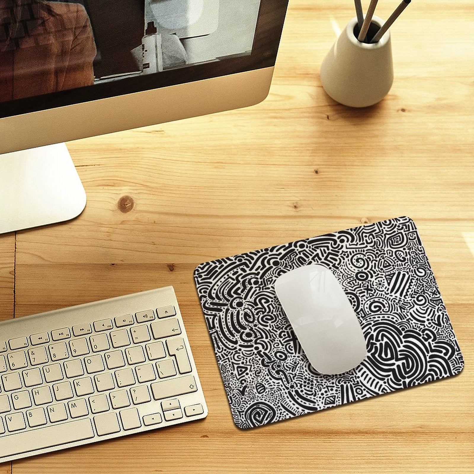 Black And White Leather Mouse Pad Leather Mouse Pad Printed Offshore