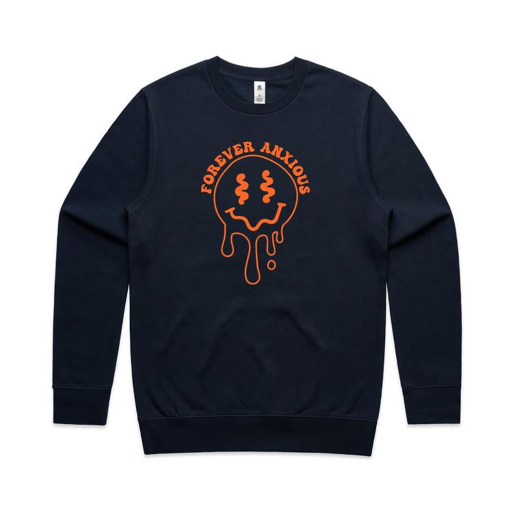 Forever Anxious - AS Colour Stencil Crew Sweatshirt Navy Sweatshirt Printed In Australia
