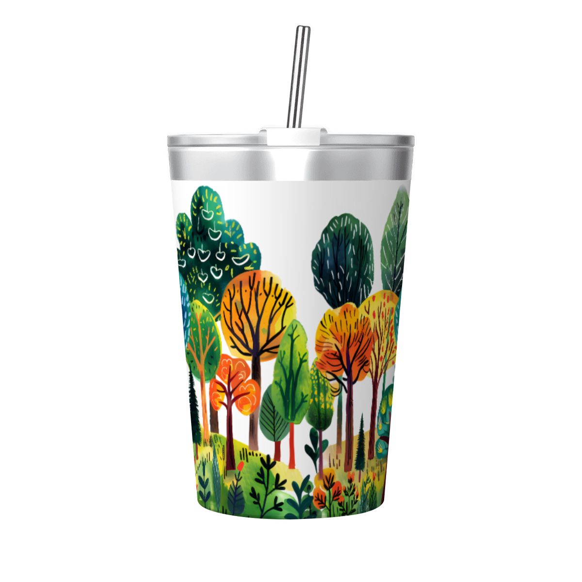 Colourful Forest Trees Small Stainless Steel Travel Mug Cup 12oz/350ml