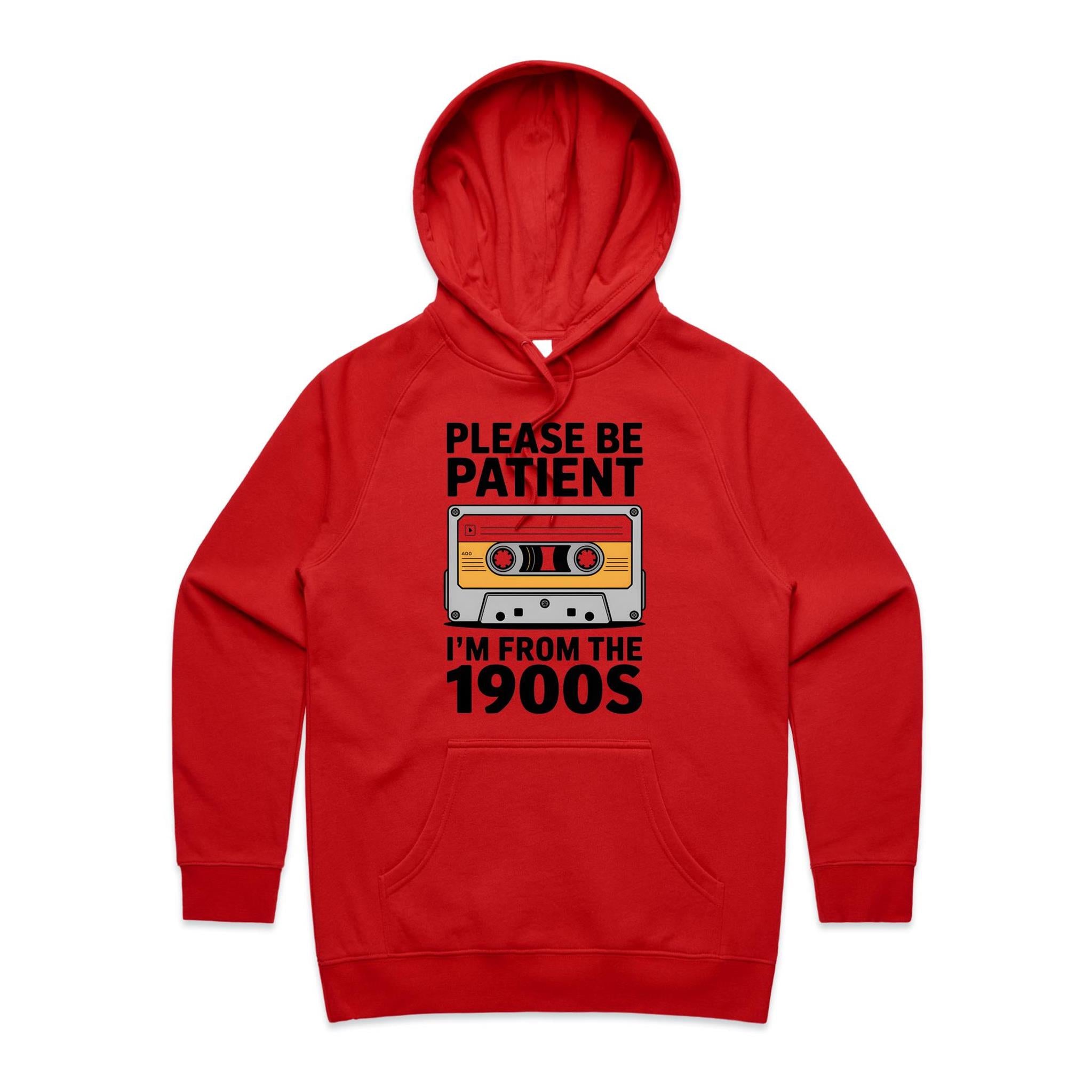 Please Be Patient, I'm From The 1900's Women's AS Colour Hoodie Red Womens Hoodie Music Printed In Australia Retro