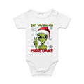 Just Waiting For Christmas Baby Bodysuit White Baby Christmas Bodysuit Christmas Printed In Australia