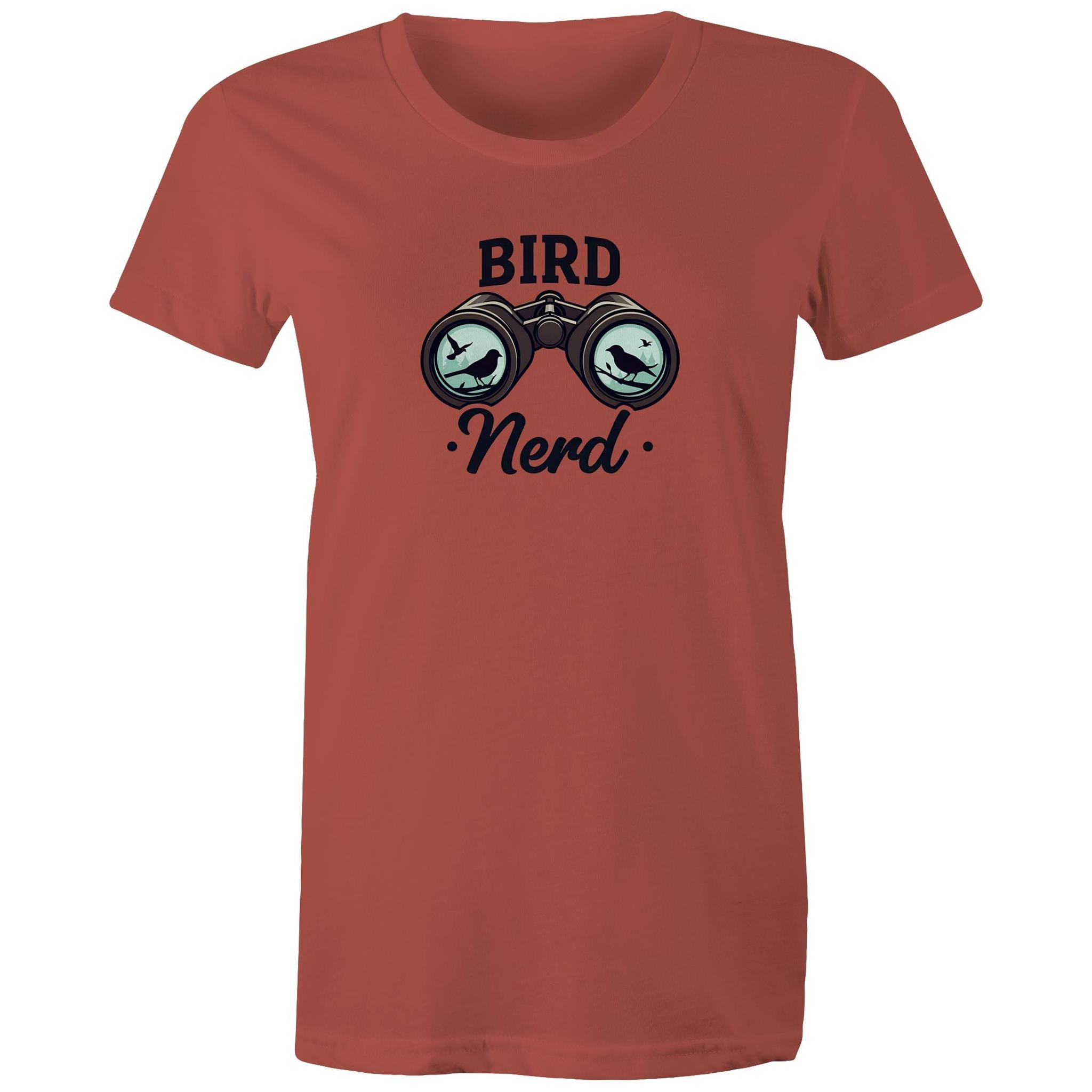 Bird Nerd - Womens T-shirt Coral Womens T-shirt animal Printed In Australia