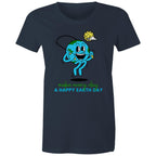Make Every Day A Happy Earth Day - Womens T-shirt Navy Womens T-shirt Environment Printed In Australia