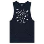 Ow! Everything Hurts Stick Figure Men's AS Colour Tank Top Navy Drop Arm Tank Top Printed In Australia