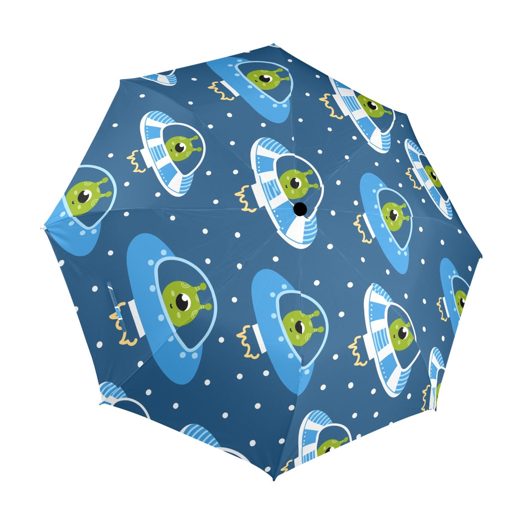 Cute Aliens in UFOs - Semi-Automatic Foldable Umbrella (Model U12) One Size Semi-Automatic Foldable Umbrella (U12)