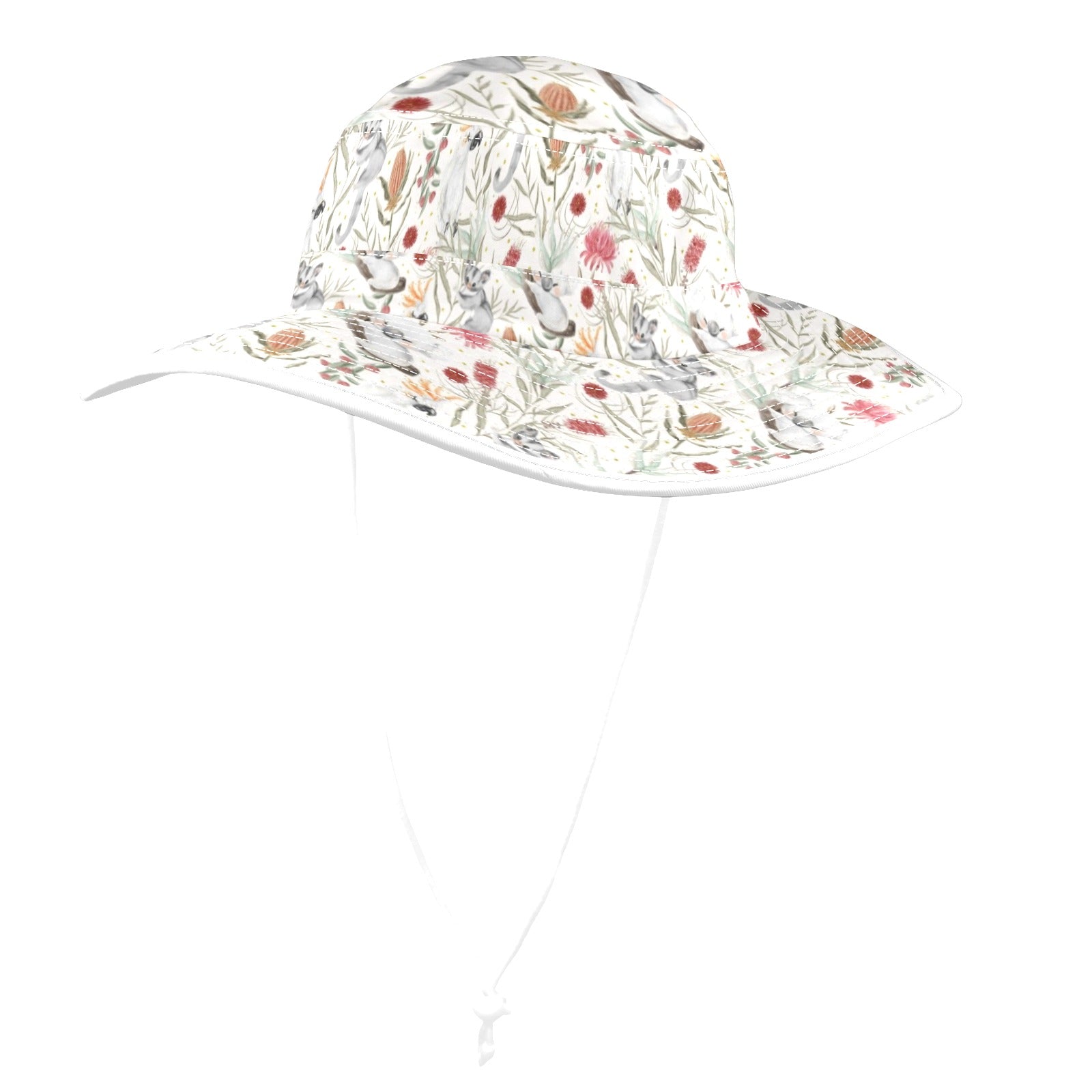 Australian Plants And Animals Wide Brim Bucket Hat Wide Brim Bucket Hat animal Australia Plants Printed Offshore Reading