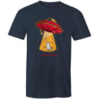 Here For The Cats, UFO - Mens T-Shirt Navy Mens T-shirt animal Printed In Australia Sci Fi