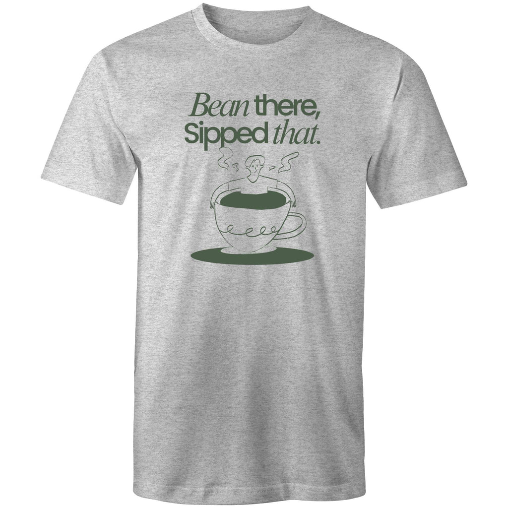 Bean There, Sipped That, Coffee - Mens T-Shirt Grey Marle Mens T-shirt Coffee Printed In Australia
