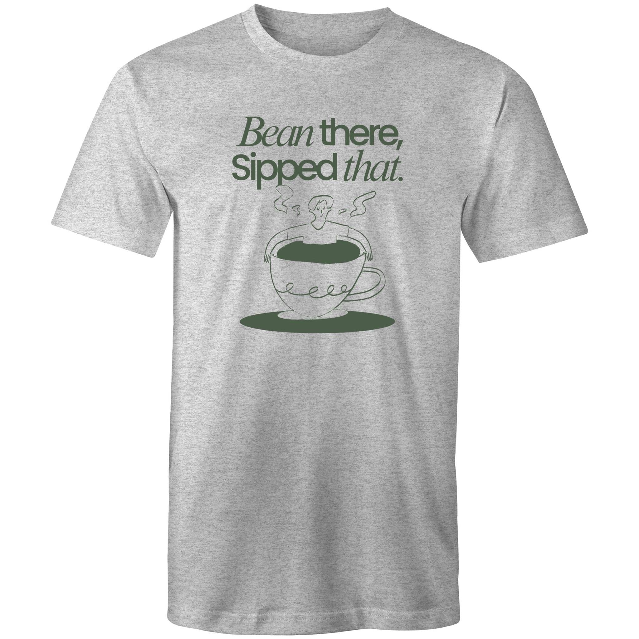 Bean There, Sipped That, Coffee - Mens T-Shirt Grey Marle Mens T-shirt Coffee Printed In Australia