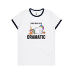 Dramatic Unicorn Goose AS Colour Women's Ringer Tee White Navy Womens Ringer T-shirt animal Printed In Australia