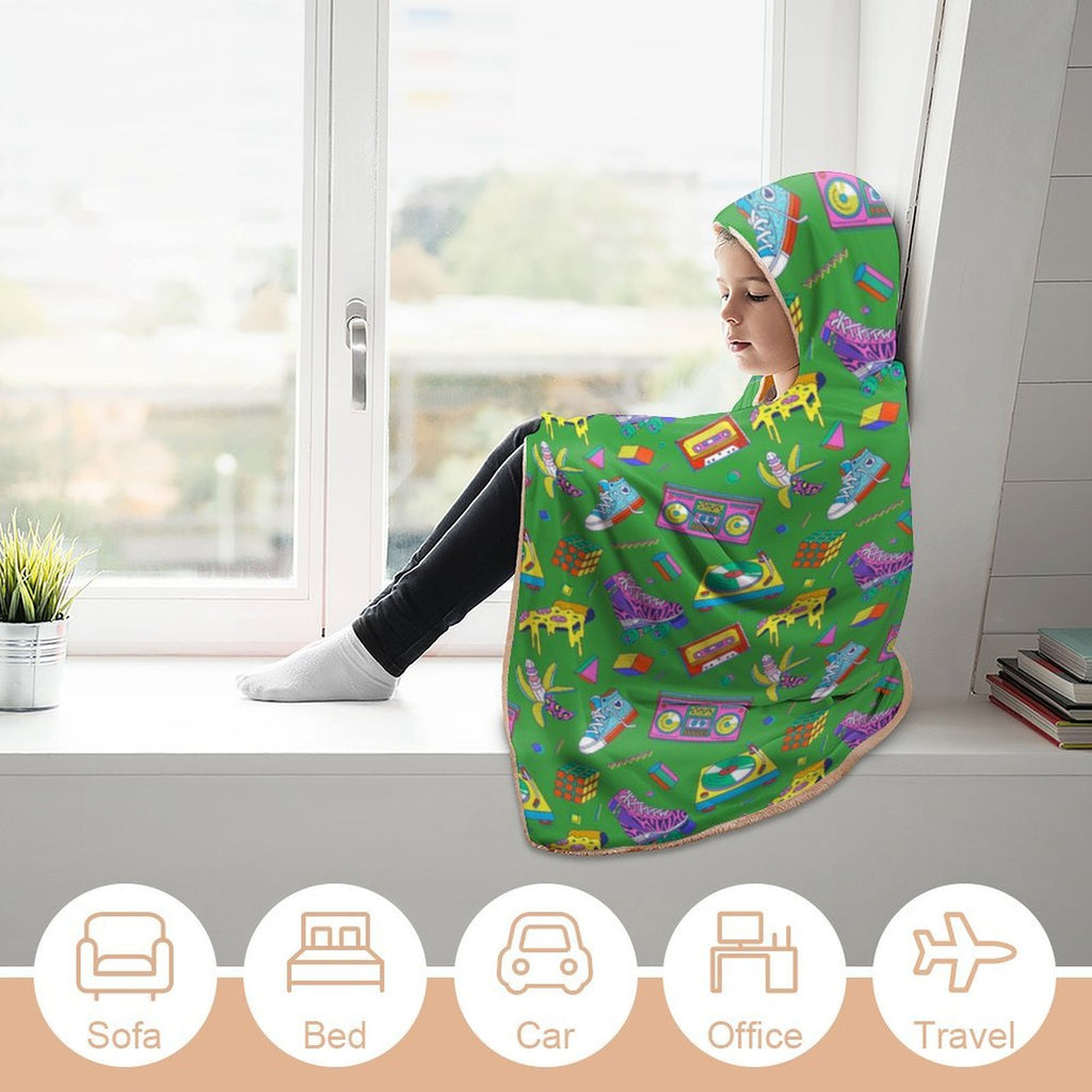 Bright 80's Kids Hooded Blanket 100cm x 130cm