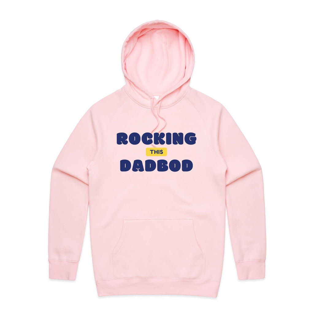 Rocking This Dad Bod - Mens Hoodie Pink Mens Hoodie Dad Printed In Australia